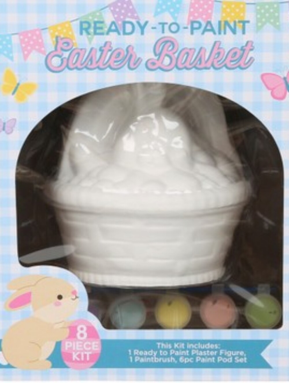Ready-to-Paint Easter Basket Kit - White with Pastel Paint Pods - NWT